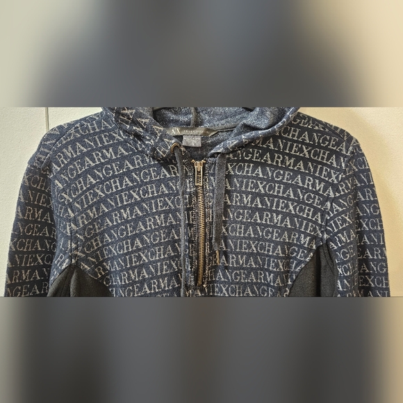 Armani Exchange Women's Cropped Half Zip Logo Hoodie Size Medium - Picture 3 of 10